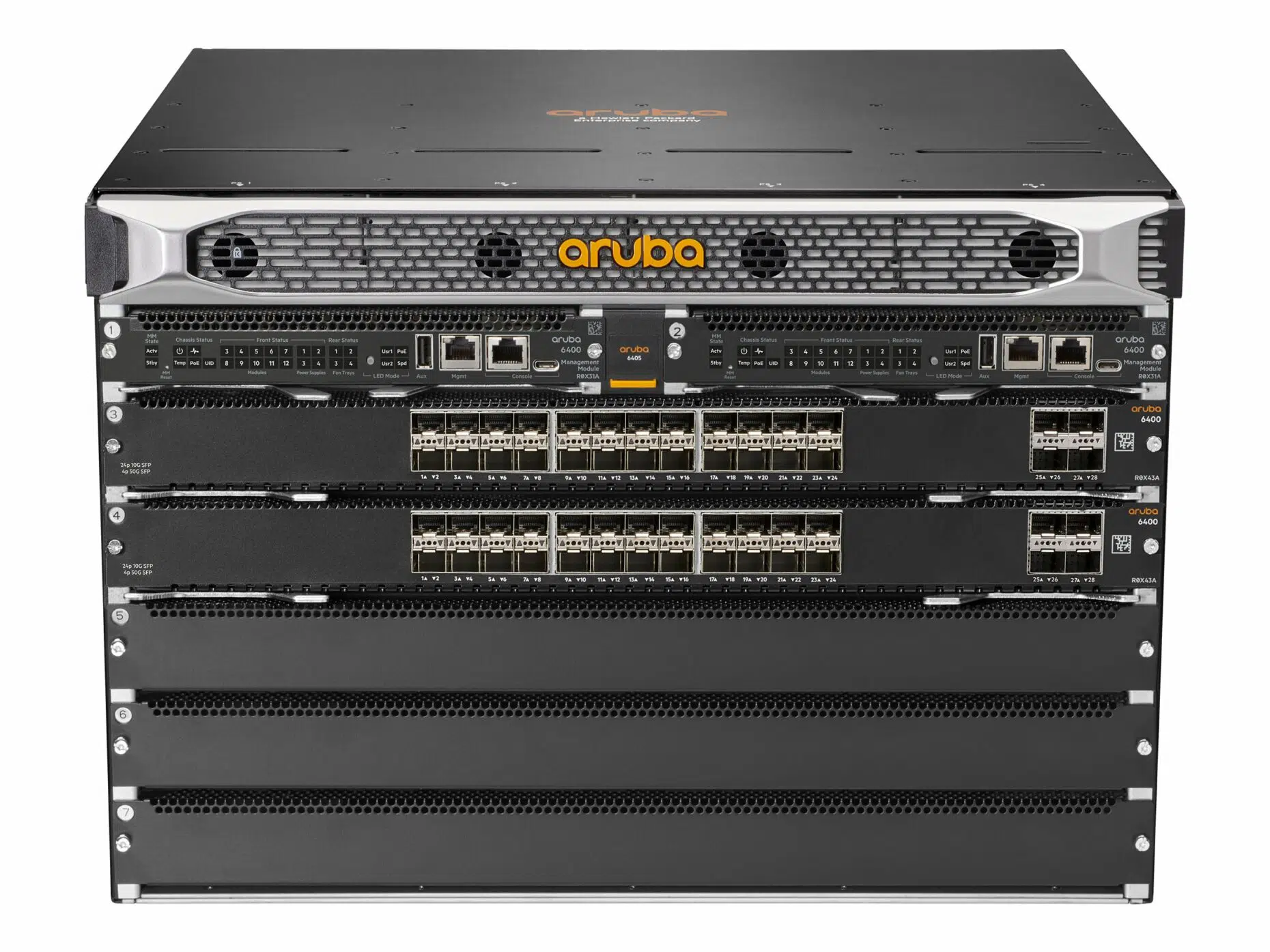 HPE Aruba 6405 48SFP+ 8SFP56 L3 Managed Rack-Mountable Switch